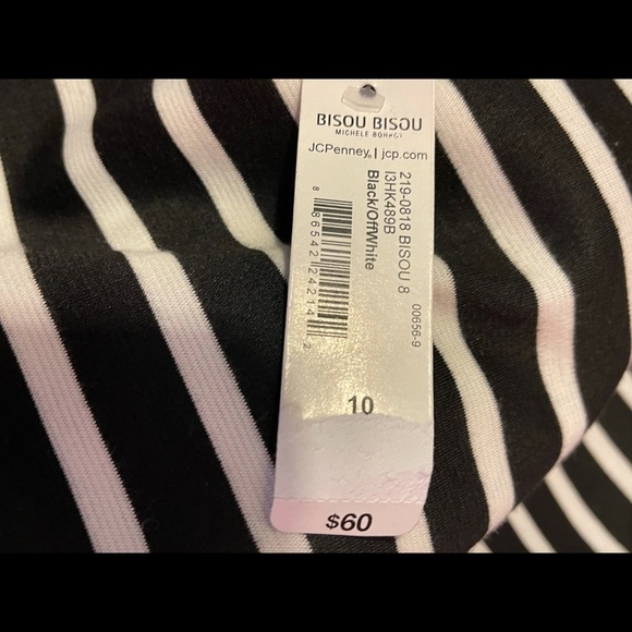 New Black & Off White Striped Bisou Bisou dress - Picture 6 of 7